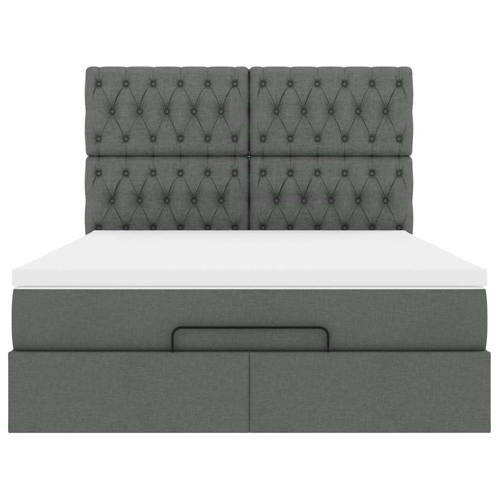 Ottoman bed met matras 140x190cm stof donkergrijs
