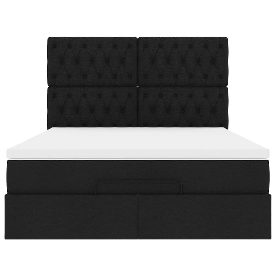 Ottoman bed met matras 140x190cm stof zwart