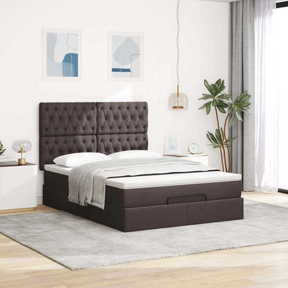 Ottoman bed met matras 140x190cm stof donkerbruin