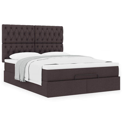 Ottoman bed met matras 140x190cm stof donkerbruin