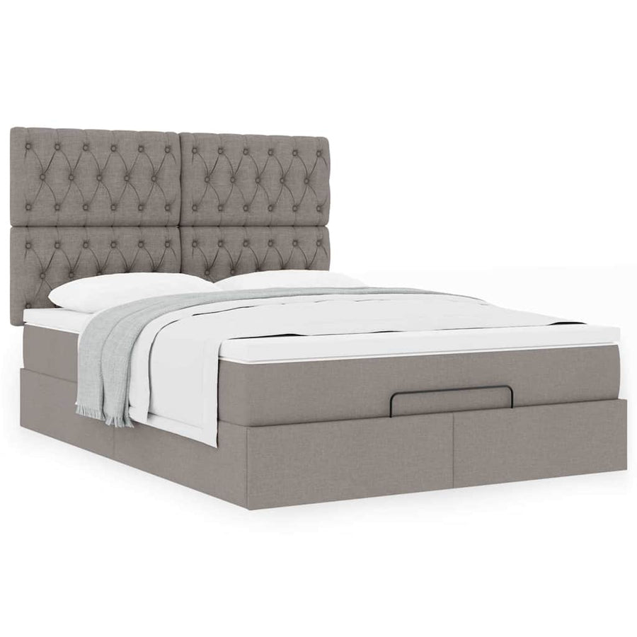 Ottoman Bed Met Matras 140X190Cm Stof 140 x 190 cm Taupe