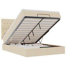 Ottoman bed met matras 140x190cm stof crèmekleurig