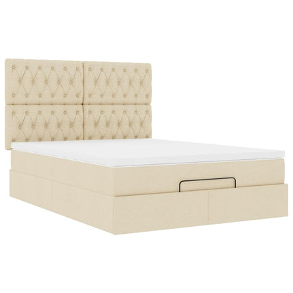 Ottoman bed met matras 140x190cm stof crèmekleurig