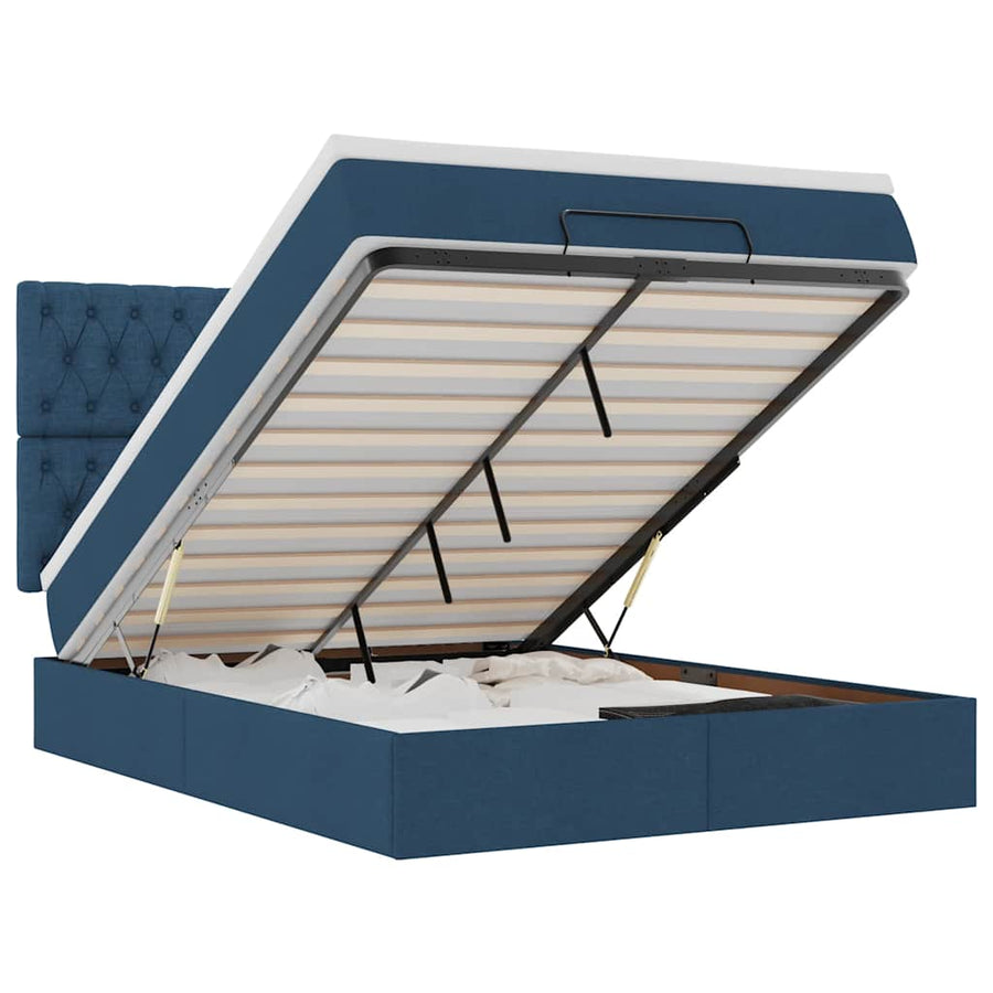 Ottoman bed met matras 140x190cm stof blauw