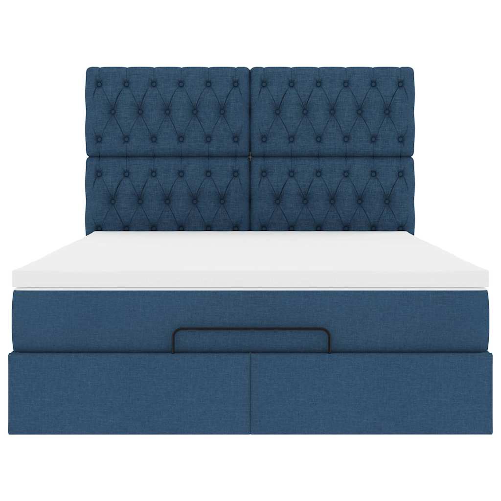 Ottoman bed met matras 140x190cm stof blauw