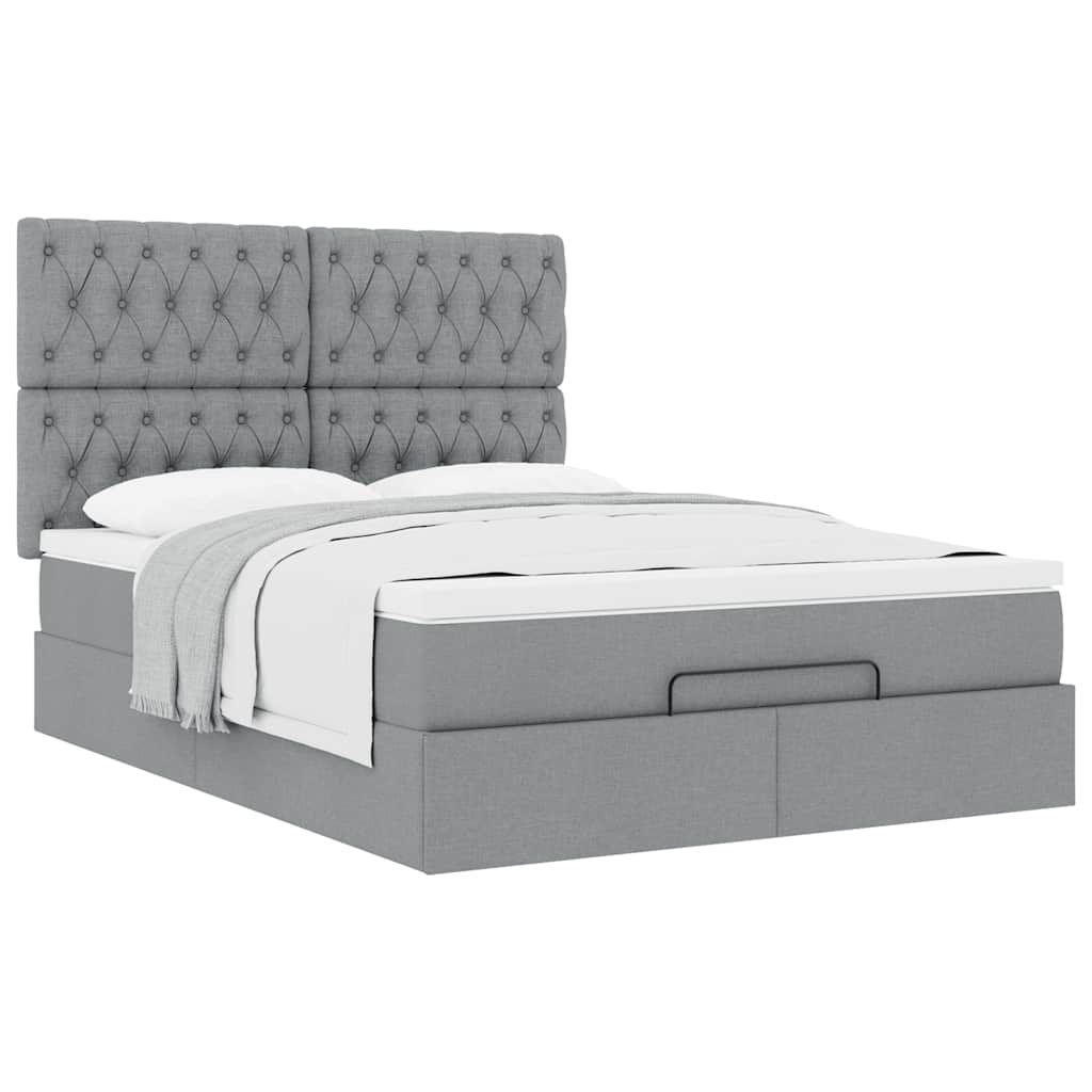 Ottoman bed met matras 140x200cm stof lichtgrijs