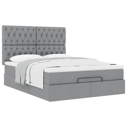 Ottoman bed met matras 140x200cm stof lichtgrijs