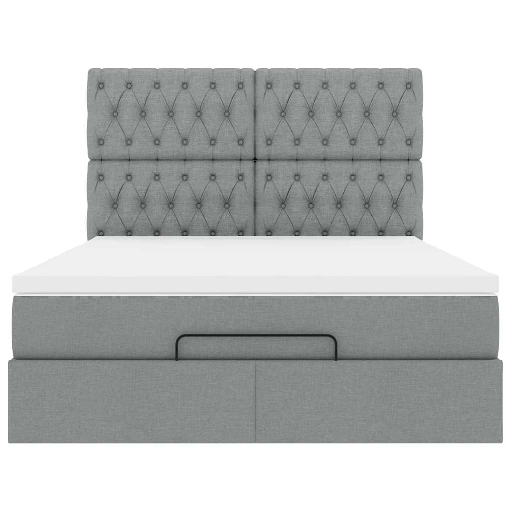 Ottoman bed met matras 140x200cm stof lichtgrijs