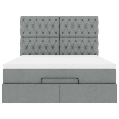 Ottoman bed met matras 140x200cm stof lichtgrijs