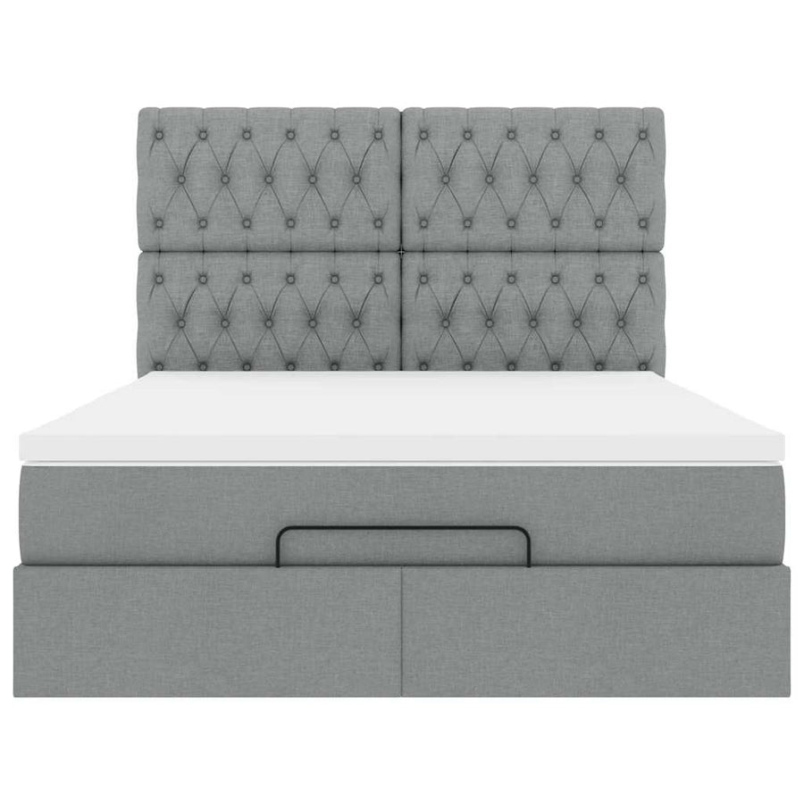Ottoman bed met matras 140x200cm stof lichtgrijs