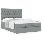 Ottoman bed with mattress 140x200cm fabric light grey