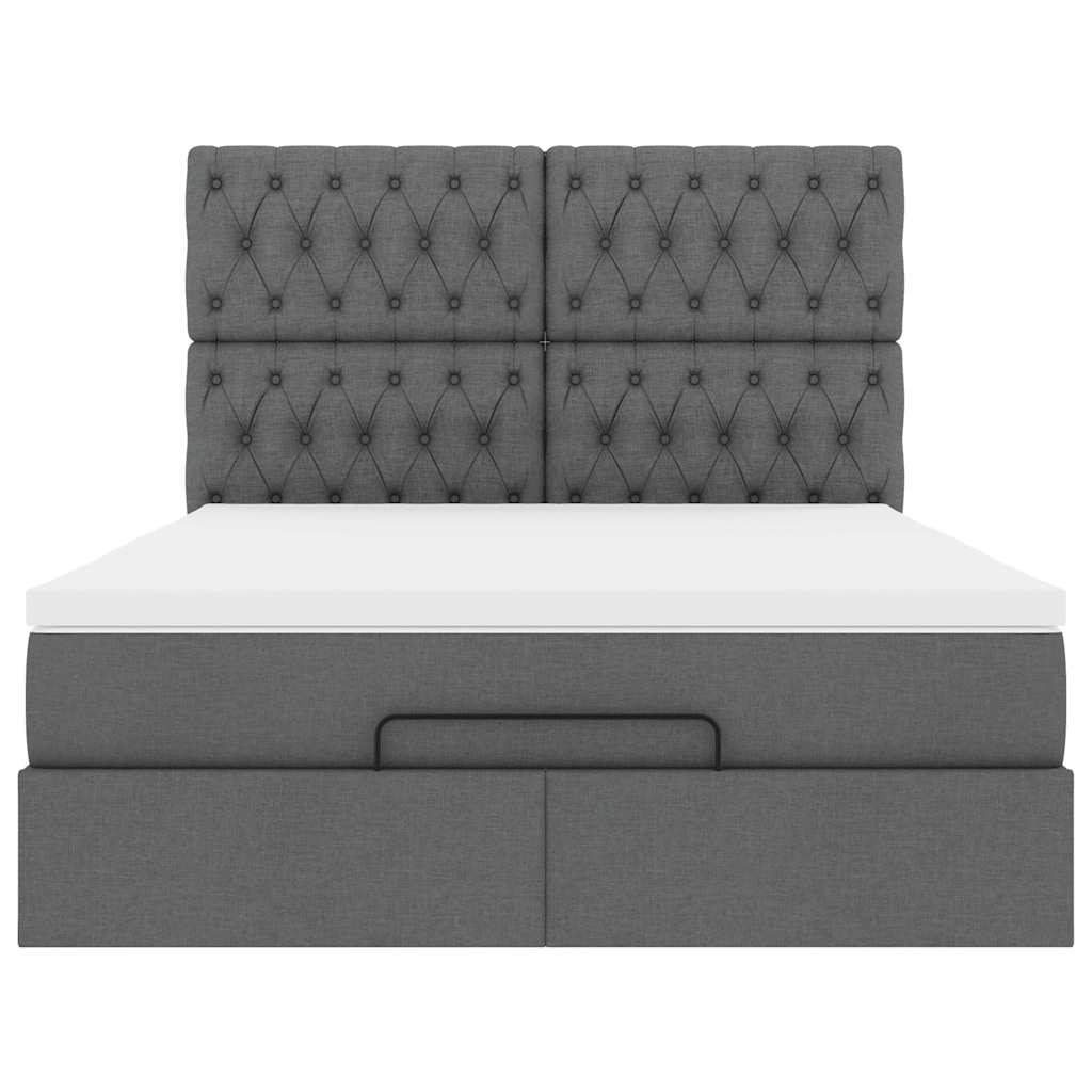 Ottoman bed met matras 140x200cm stof donkergrijs