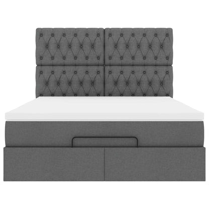 Ottoman bed met matras 140x200cm stof donkergrijs