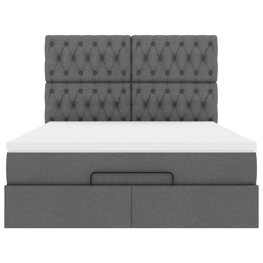 Ottoman bed met matras 140x200cm stof donkergrijs