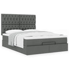 Ottoman bed with mattress 140x200cm dark grey fabric