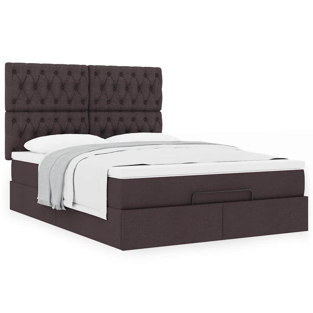 Ottoman bed met matras 140x200cm stof donkerbruin