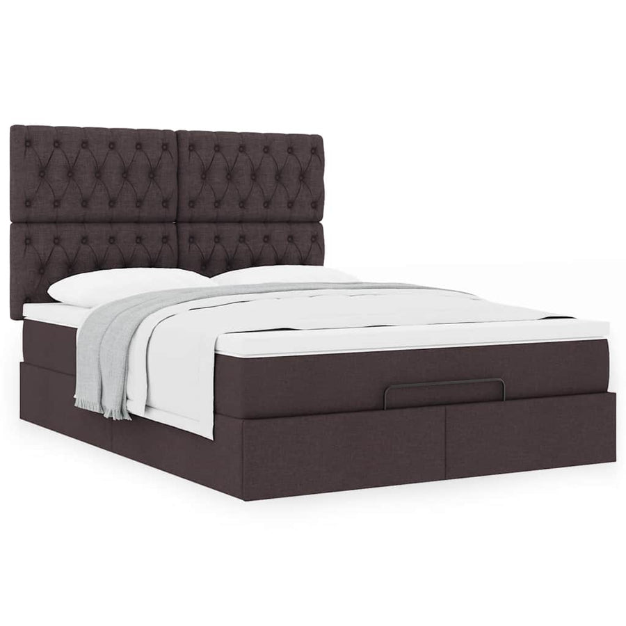 Ottoman bed met matras 140x200cm stof donkerbruin
