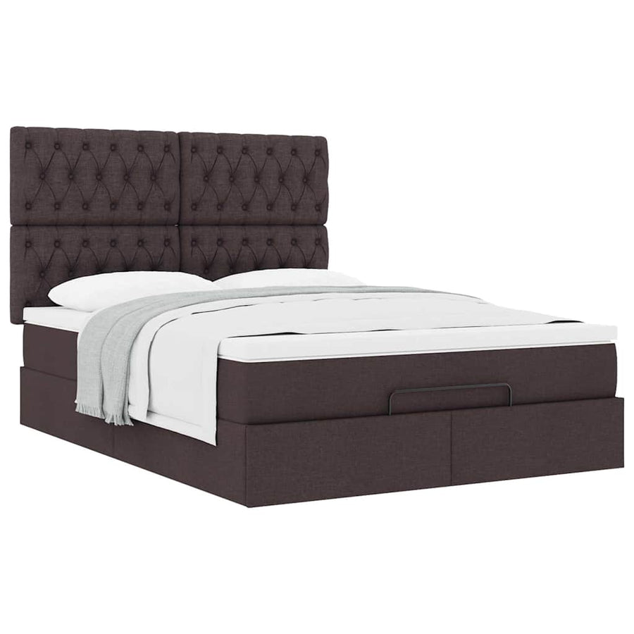 Ottoman bed met matras 140x200cm stof donkerbruin