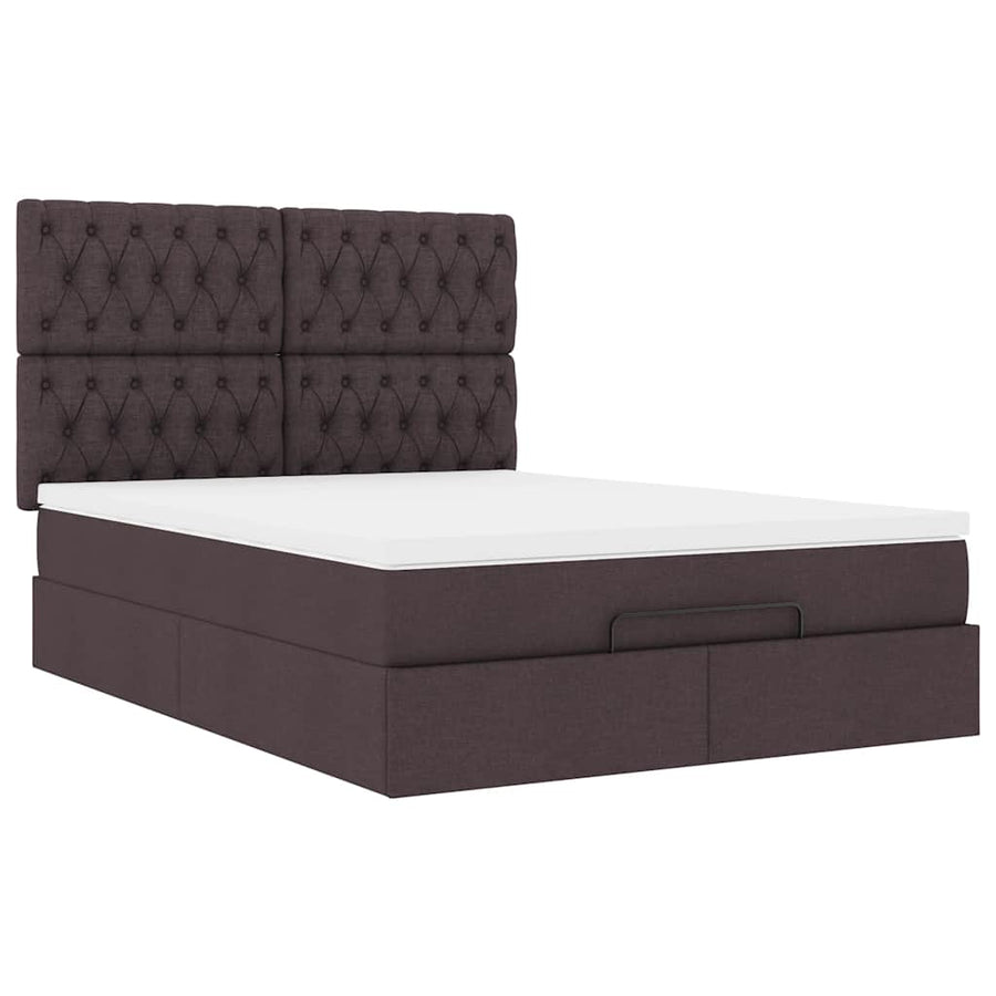 Ottoman bed met matras 140x200cm stof donkerbruin