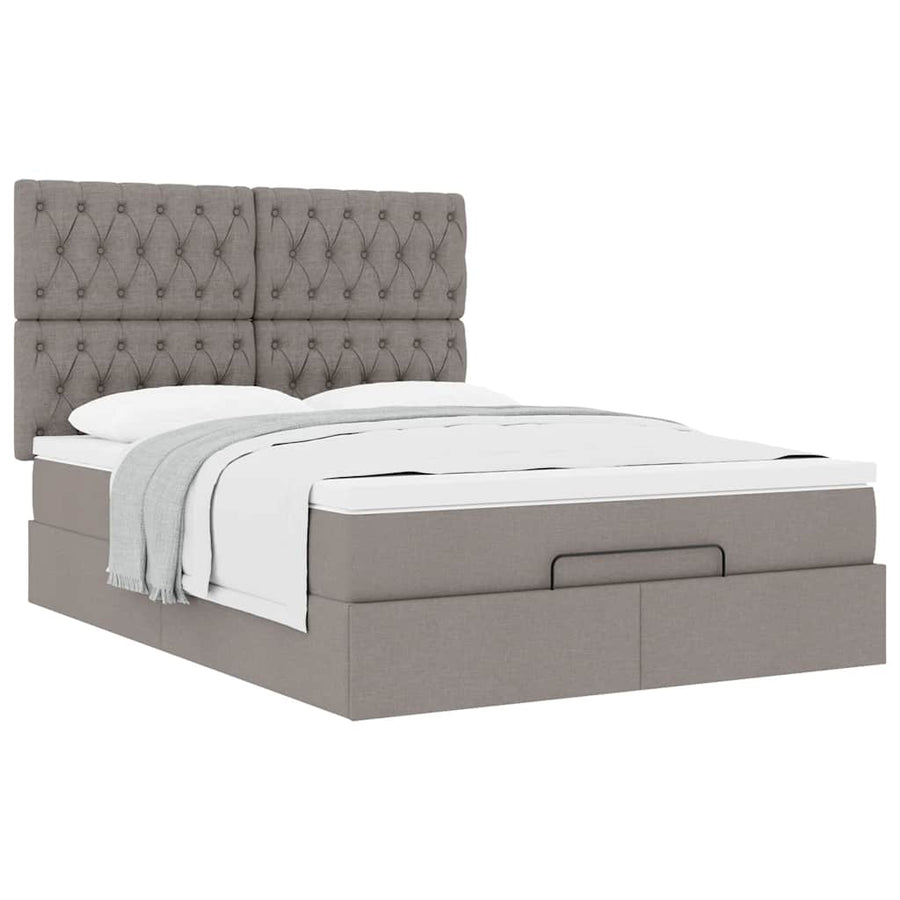 Ottoman bed met matras 140x200cm stof taupe