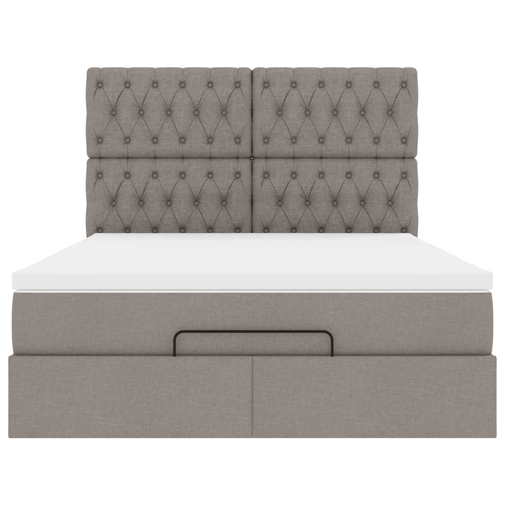 Ottoman bed met matras 140x200cm stof taupe