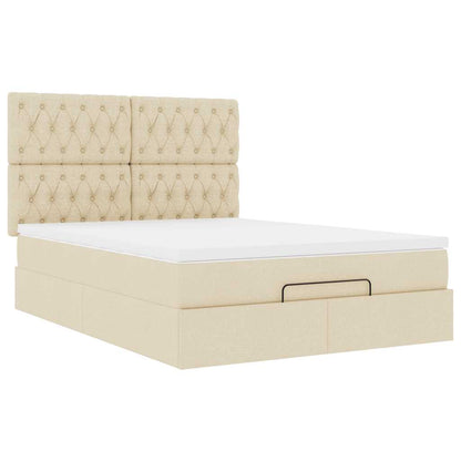 Ottoman bed met matras 140x200cm stof crèmekleurig