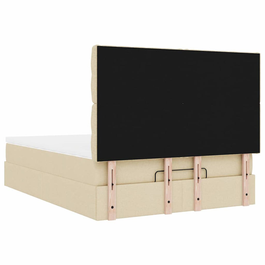 Ottoman bed met matras 140x200cm stof crèmekleurig