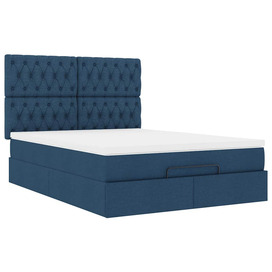 Ottoman bed met matras 140x200cm stof blauw