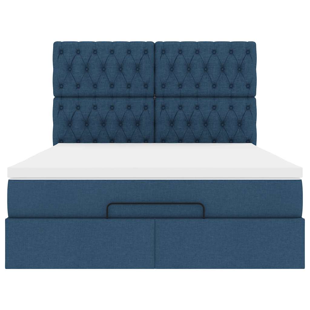 Ottoman bed met matras 140x200cm stof blauw