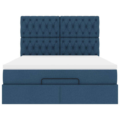 Ottoman bed met matras 140x200cm stof blauw