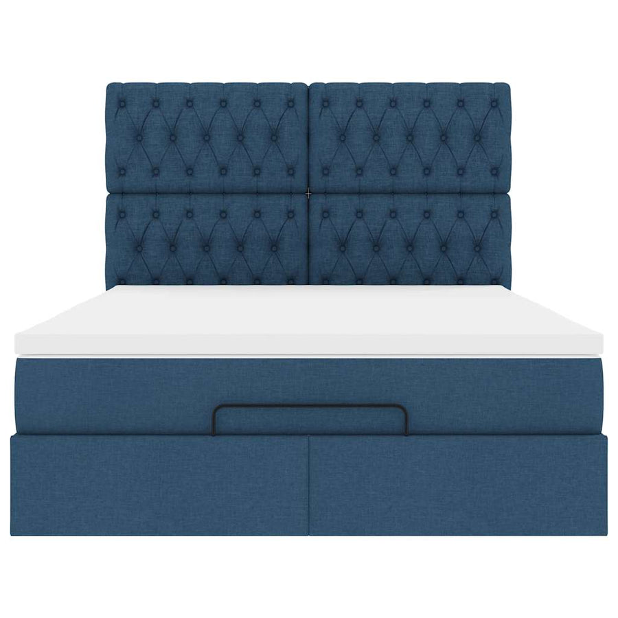 Ottoman bed met matras 140x200cm stof blauw