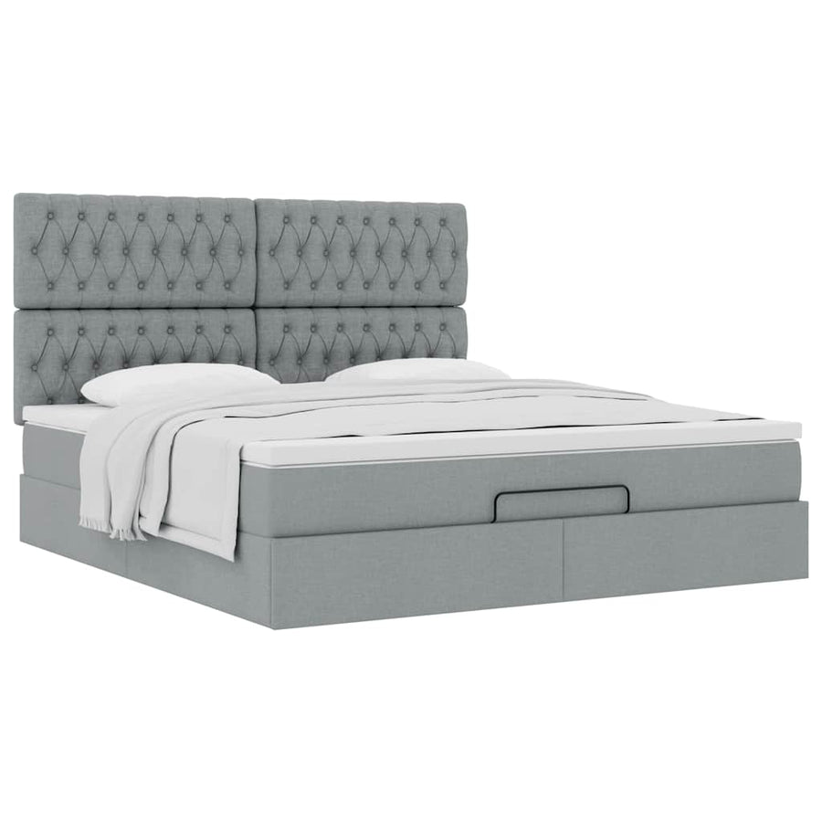 Ottoman bed met matras 160x200cm stof lichtgrijs