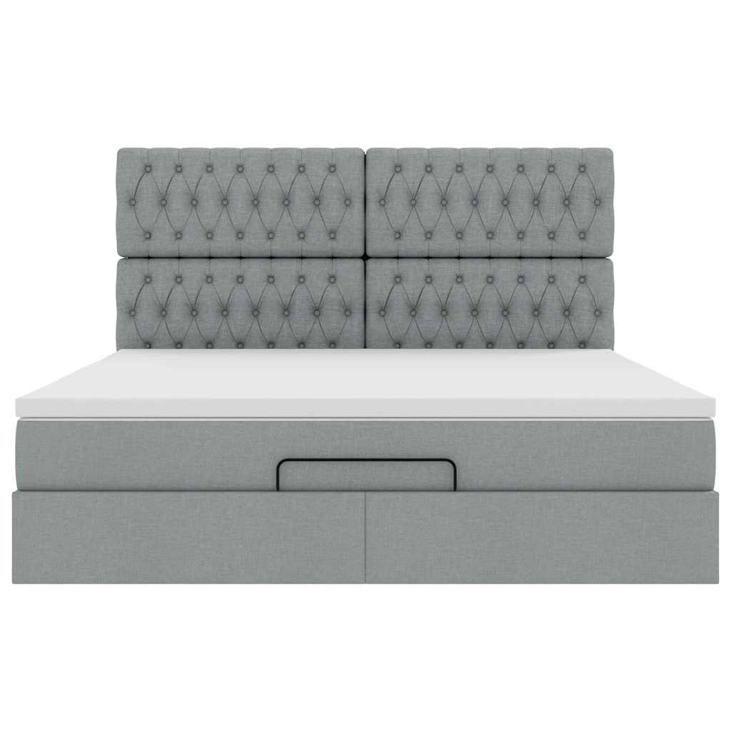 Ottoman bed met matras 160x200cm stof lichtgrijs