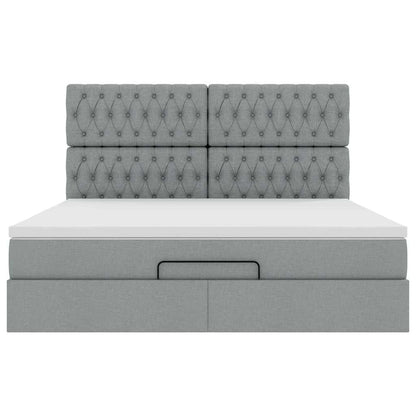 Ottoman bed met matras 160x200cm stof lichtgrijs