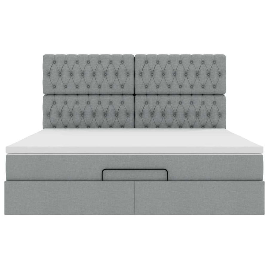 Ottoman bed met matras 160x200cm stof lichtgrijs