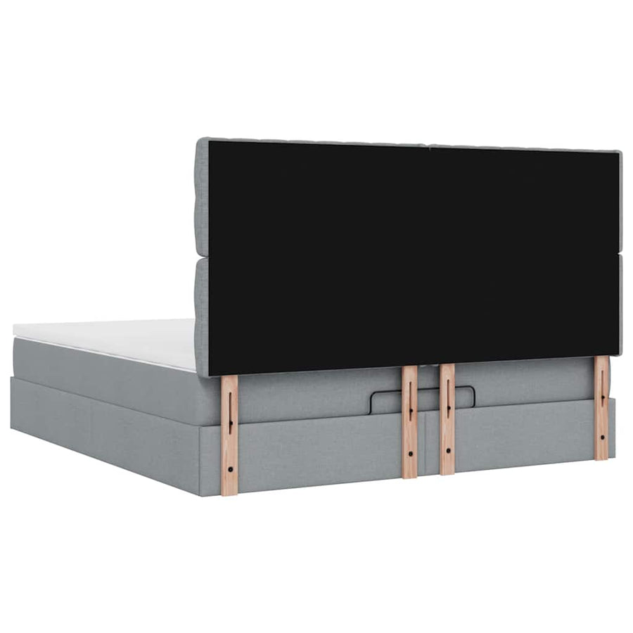 Ottoman bed met matras 160x200cm stof lichtgrijs