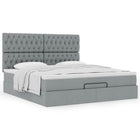Ottoman bed with mattress 160x200cm fabric light grey