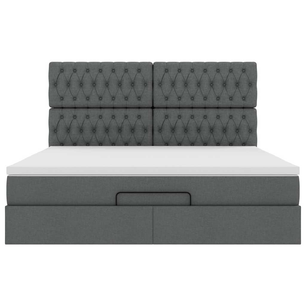 Ottoman bed met matras 160x200cm stof donkergrijs