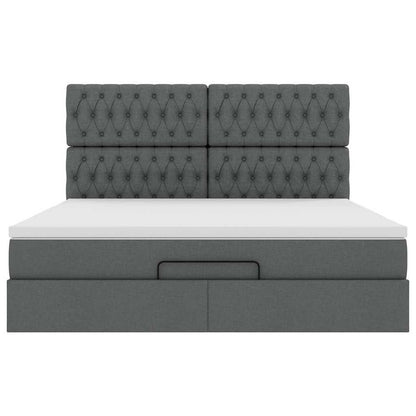 Ottoman bed met matras 160x200cm stof donkergrijs