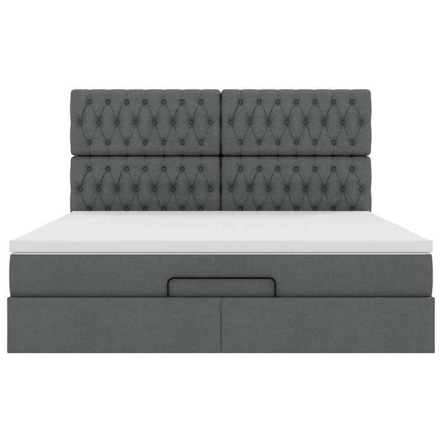 Ottoman bed met matras 160x200cm stof donkergrijs