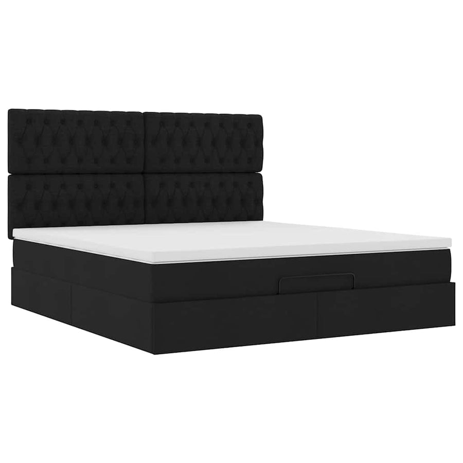 Ottoman bed met matras 160x200cm stof zwart