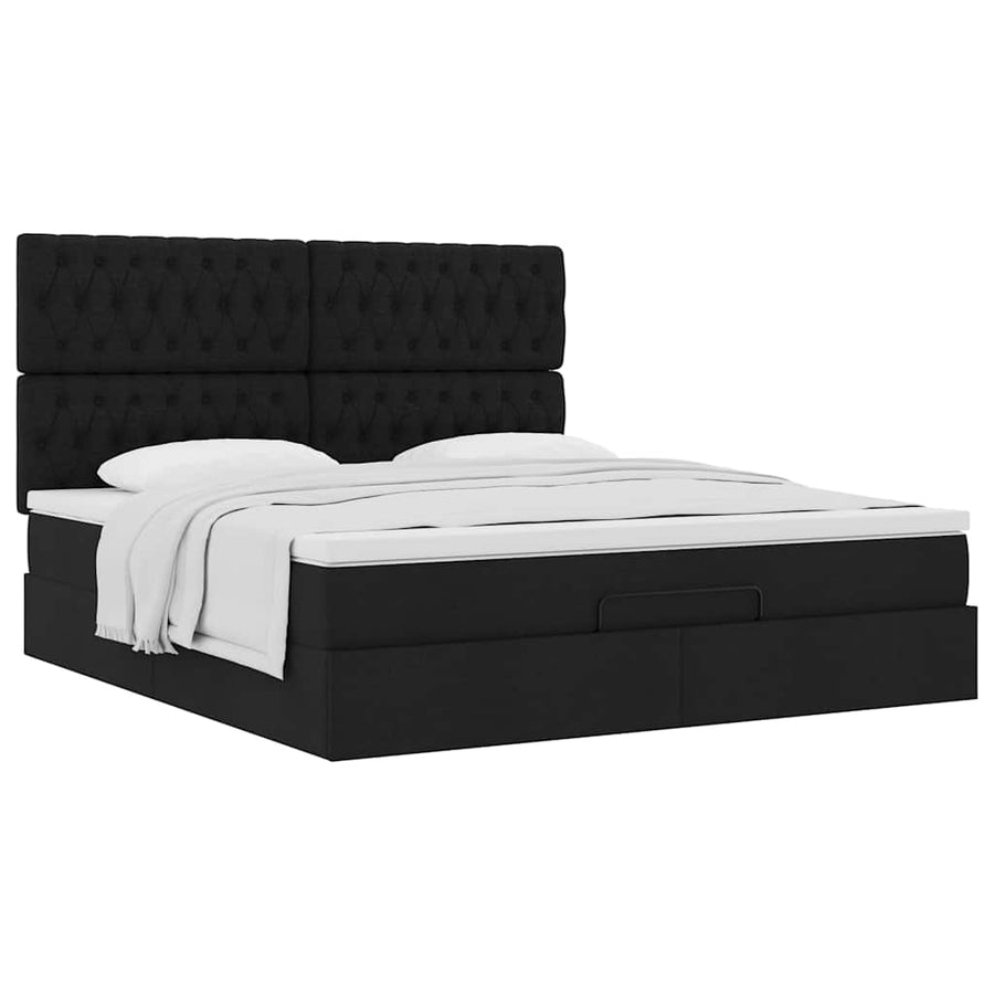 Ottoman bed met matras 160x200cm stof zwart
