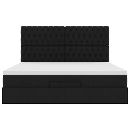 Ottoman bed met matras 160x200cm stof zwart