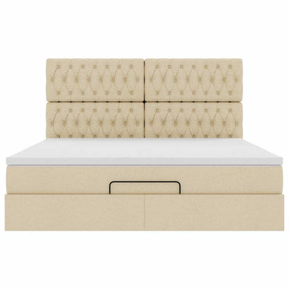 Ottoman bed met matras 160x200cm stof crèmekleurig