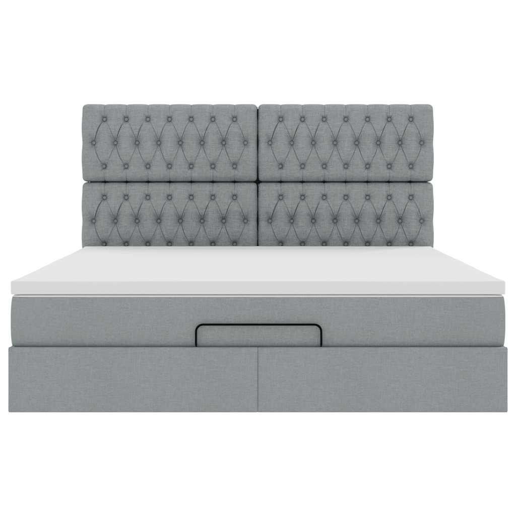 Ottoman bed met matras 180x200cm stof lichtgrijs