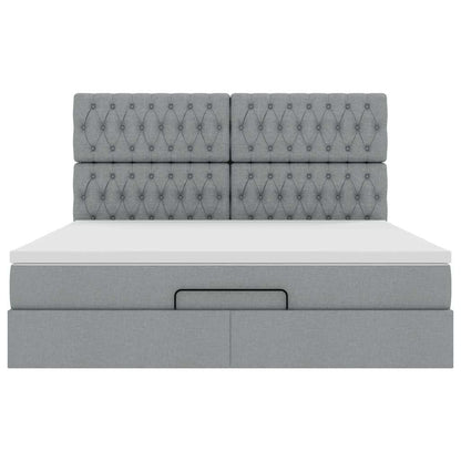 Ottoman bed met matras 180x200cm stof lichtgrijs
