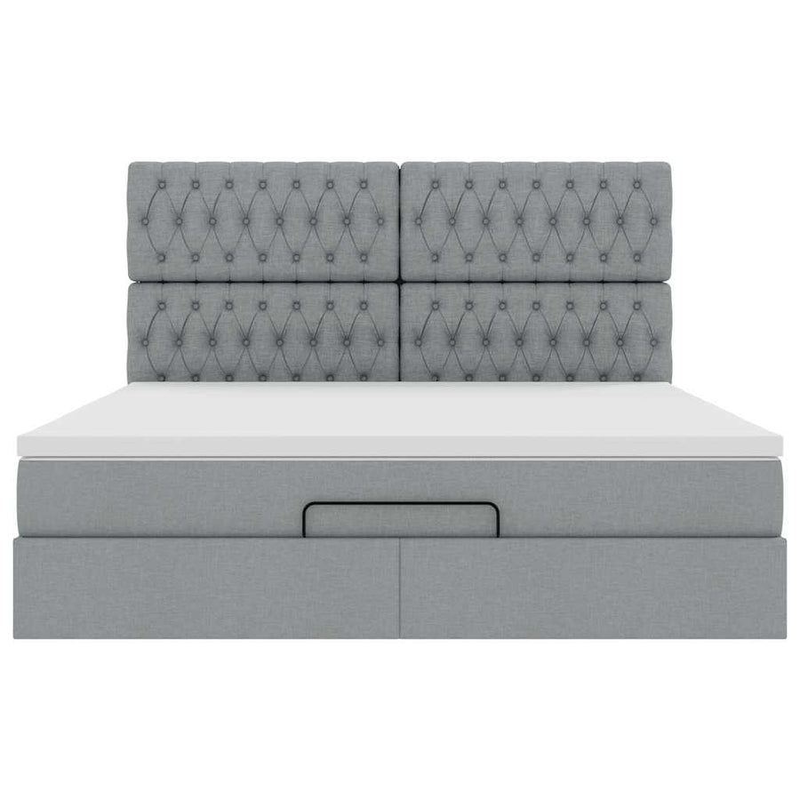 Ottoman bed met matras 180x200cm stof lichtgrijs