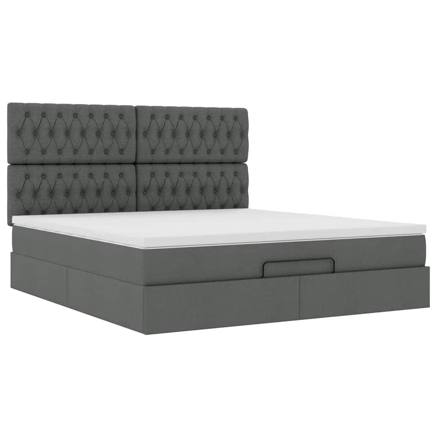 Ottoman bed met matras 180x200cm stof donkergrijs