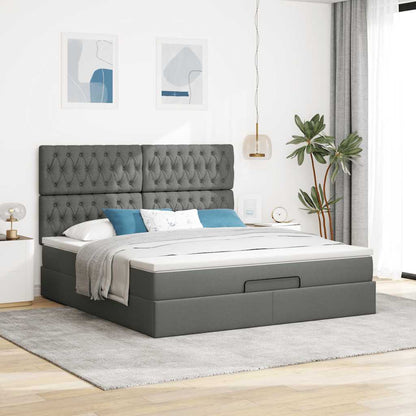 Ottoman bed met matras 180x200cm stof donkergrijs