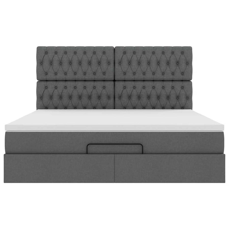 Ottoman bed met matras 180x200cm stof donkergrijs